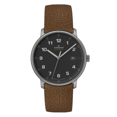 Junghans 027/2002.00 Herren-Uhr Form A Titan Analog Automatic mit Leder-Band
