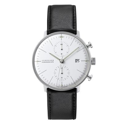 Junghans 027/4600.04 Herren-Uhr Max Bill Chronoscope Automatik Leder-Band