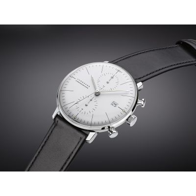 Junghans 027/4600.04 Herren-Uhr Max Bill Chronoscope Automatik Leder-Band