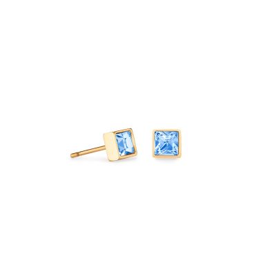 Coeur de Lion Ohrstecker Brilliant Square Hellblau Gold 0501/21-0755
