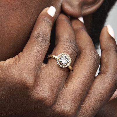 Pandora 161234C01 Ring Damen Funkelnder Runder Strahlenkranz 14k Vergoldet