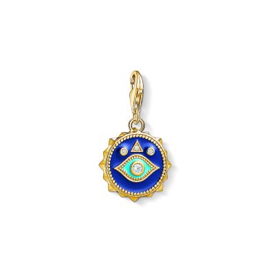Thomas Sabo 1663-565-32 Charm-Anhänger Blaues Nazar Auge Gold-Ton Silber