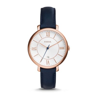 Fossil ES3843 Damen-Uhr Jacqueline Analog Quarz mit Leder-Band Ø 36 mm