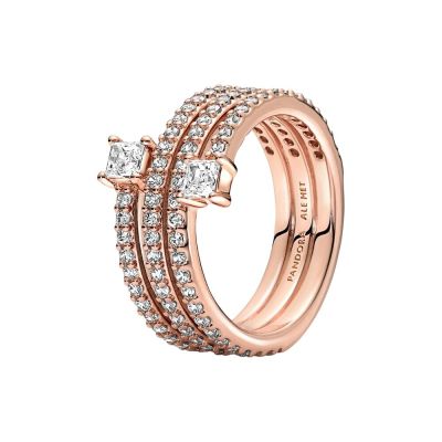 Pandora Spiralring Dreifach Zirkonia Rosé Vergoldet 180051C01