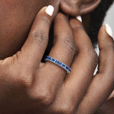 Pandora 190050C02 Ewigkeits-Ring Damen Funkelnde Reihe Blau Silber