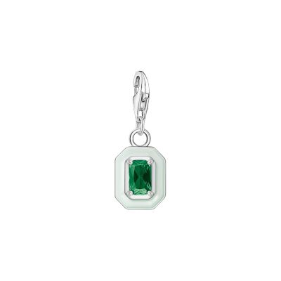 Thomas Sabo Charm-Anhänger Damen Grüner Stein Silber 1917-496-6