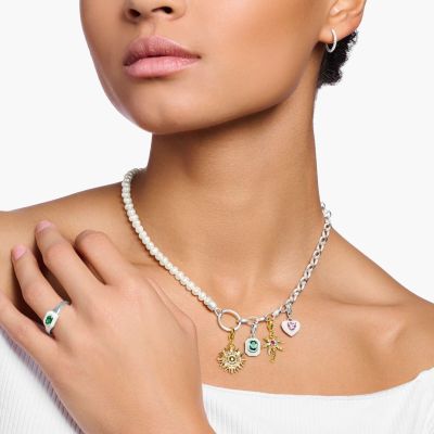 Thomas Sabo Charm-Anhänger Damen Grüner Stein Silber 1917-496-6
