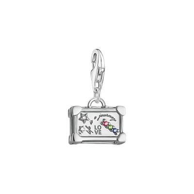 Thomas Sabo Charm-Anhänger Bunter Vintage-Koffer Silber 1936-318-7