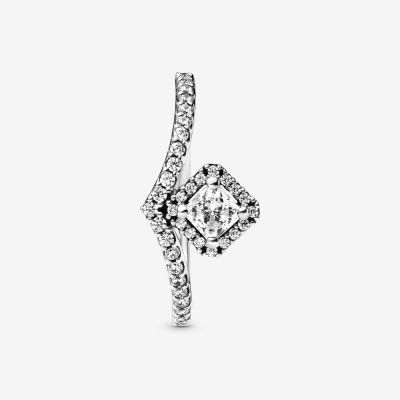 Pandora 198420C01 Ring Damen Funkelndes Quadrat Wishbone Silber