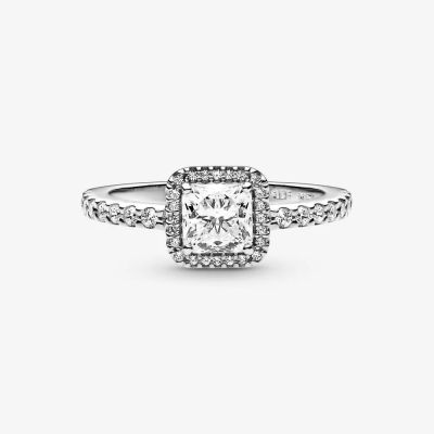 Pandora 198863C01 Ring Damen Quadratischer Funkelnder Strahlenkranz Silber 
