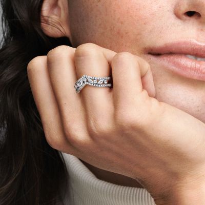 Pandora 199095C01 Wishbone-Ring Damen Marquise-Schliff Silber