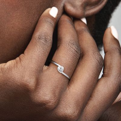 Pandora 199267C02 Solitär-Ring Damen Klares Geneigtes Herz Silber