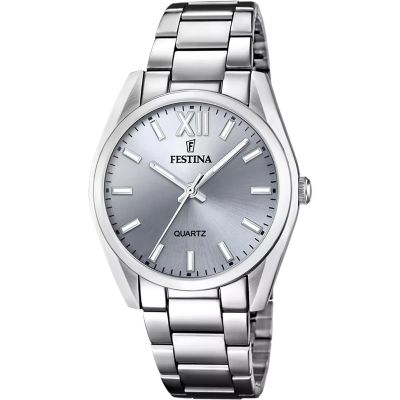 Festina Damen-Uhr Boyfriend Analog Quarz Edelstahl-Armband F20622/J