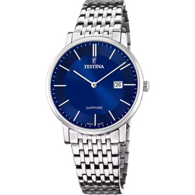 Festina F20018/2 Herren-Uhr Swiss Made Analog Quarz mit Edelstahl-Armband