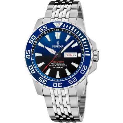 Festina F20661/1 Herren-Uhr The Originals Blau Analog Quarz Edelstahl-Armband