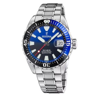 Festina F20669/5 Herren-Uhr The Originals Blau Analog Quarz Edelstahl-Armband