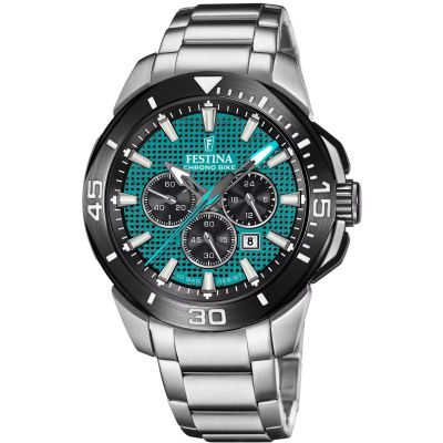 Festina F20641/3 Herren-Uhr Chrono Bike Chronograph Quarz Edelstahl-Armband