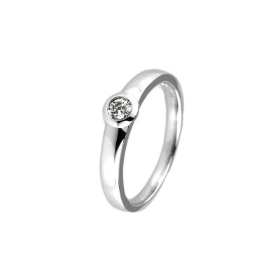 Diamond Group 1B898W85 Ring Damen Brillant 0,15 ct TW-vsi 18 kt Weissgold Gr. 55,5