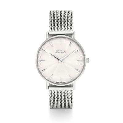 Joop! 2022840 Damen-Uhr Logo Analog Quarz Milanaise Edelstahl-Band Silber