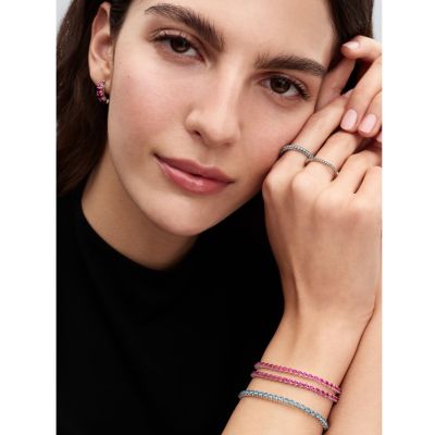 Pandora Tennisarmband Rosafarbene Kristalle Silber 591469C04
