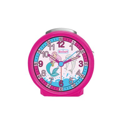 Scout 280001037 Mädchen-Wecker Friends Delfin Nixe Pink Analog Quarz