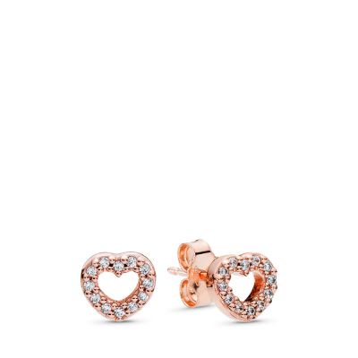 Pandora 280528CZ Ohrstecker Damen Erobertes Herz 14k Rose Gold Plattiert 