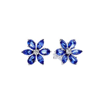 Pandora 292407C01 Ohrringe Ohrstecker Funkelnde Blaue Herbarium Cluster Silber