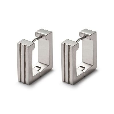 Monomania 30011 Klappcreolen Ohrringe Unisex Pure Quadratisch Edelstahl