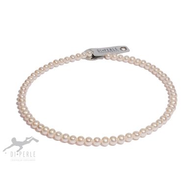Di Perle 34514216 Halskette Strang Damen Süßwasserzucht-Perlen Weiss 45 cm