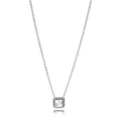 Pandora 396241CZ Kette mit Anhänger Quadratischer Funkelnder Strahlenkranz 