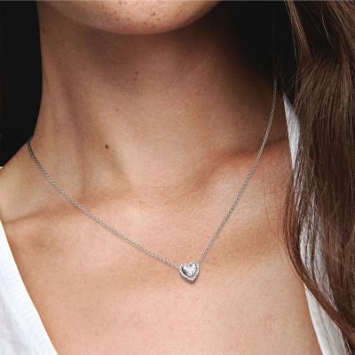 Pandora 398425C01 Halskette mit Anhänger Damen Erhabenes Herz Silber 45 cm