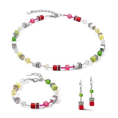 Coeur de Lion Ohrringe Damen GeoCube® Iconic Rot Grün 4023/20-0305