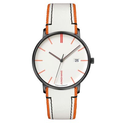 Junghans Herren-Uhr Form Analog Quarz Leder-Armband 41/4480.00