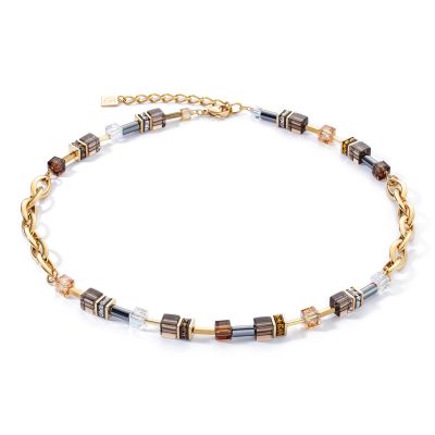 Coeur de Lion Halskette GeoCube® Chunky Chain Braun Gold 4524/10-1116