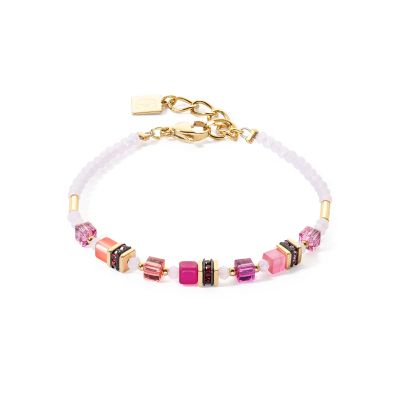 Coeur de Lion Armband Damen Mini Cubes Magenta Pink Gold 4565/30-0422