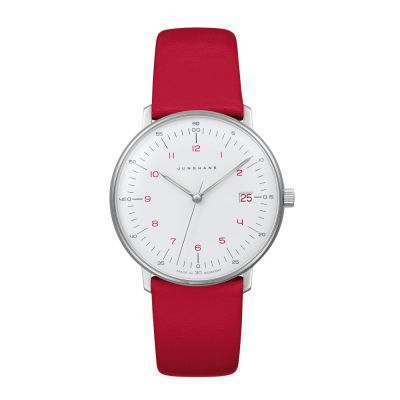 Junghans 47/4541.02 Damen-Uhr Max Bill Analog Quarz Leder-Armband