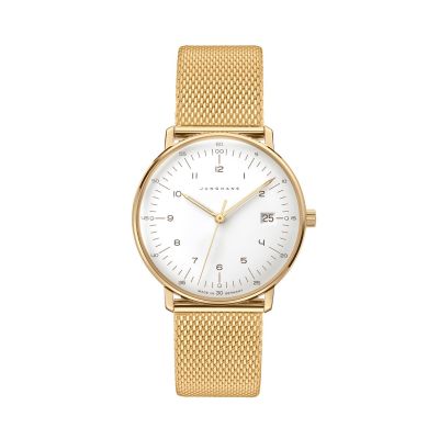 Junghans Damen-Uhr Max Bill Analog Quarz Edelstahl-Band Gold-Ton 47/7452.46