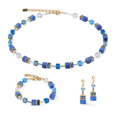 Coeur de Lion Armband GeoCube® Precious Blau Gold-Ton 4905/30-0700