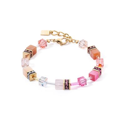 Coeur de Lion Armband GeoCube® Iconic Rosa Orange Goldton 4905/30-1902