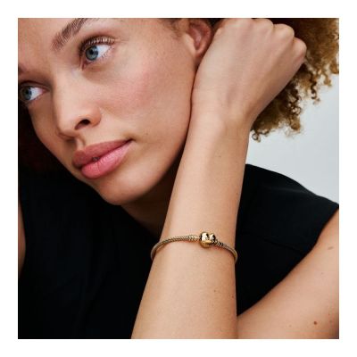 Pandora 563050C00 Gliederarmband Damen Herz-Verschluss Vergoldet