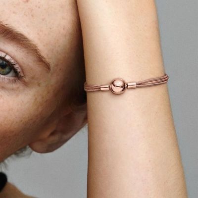 Pandora Schlangen-Gliederarmband Moments Mehrreihig Rosé 589338C00