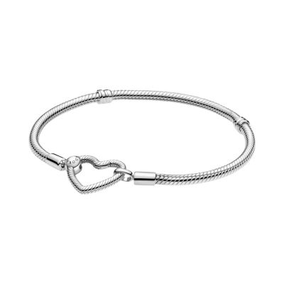 Pandora 599539C00 Schlangen-Gliederarmband Moments Herzverschluss Silber