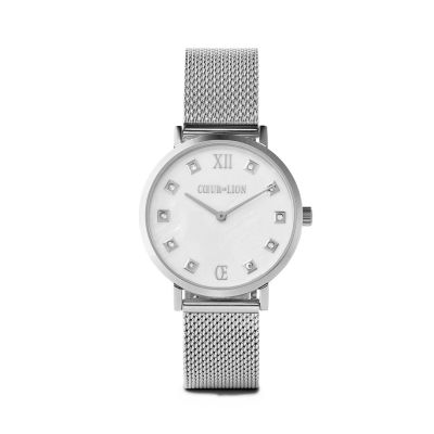 Coeur de Lion 7610/70-1725 Damen-Uhr Perlmutt Quarz Milanaise Edelstahl-Band