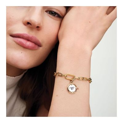 Pandora Me Medaillon-Charm Biene Zirkonia Sterling-Silber Vergoldet 763417C01
