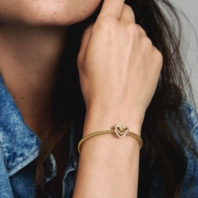 Pandora 769270C01 Charm Damen Funkelnde Verschlungene Herzen 14k Vergoldet