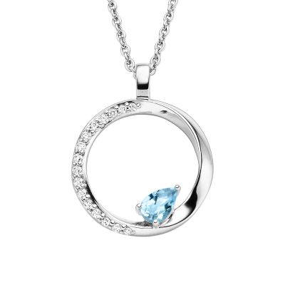 Viventy Halskette mit Anhänger Kreis Blautopas Zirkonia Silber 788702
