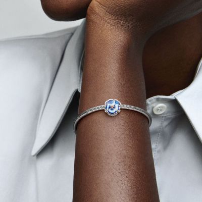 Pandora 790777C02 Charm Damen Blaues Stiefmütterchen Sterling-Silber
