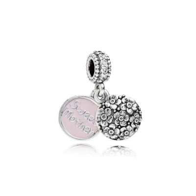 Pandora Charm-Anhänger Sweet Mother Rosa Emalie Blumen Silber 791285CZ