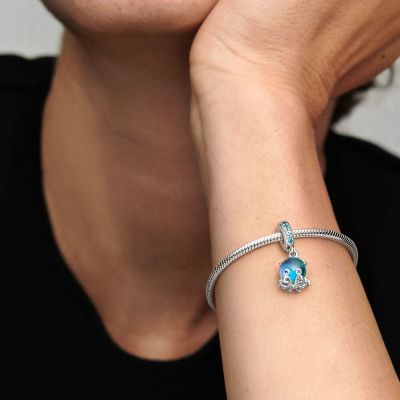 Pandora 791694C01 Charm-Anhänger Murano-Glas Süßer Oktopus Sterling-Silber