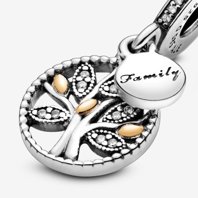 Pandora Charm-Anhänger Damen Sparkling Family Tree Silber Gold 791728CZ 